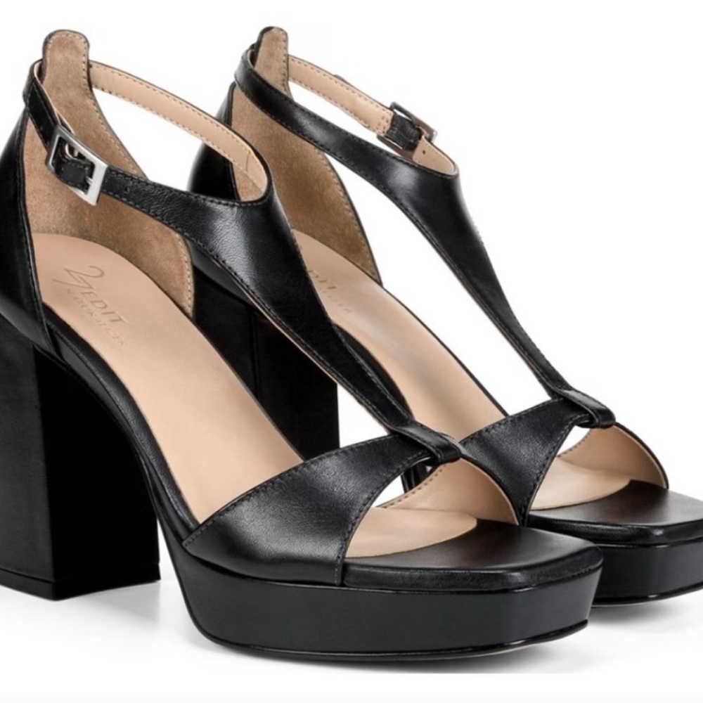 27 EDIT Naturalizer Jae Leather T-Strap Platform Dress Sandals